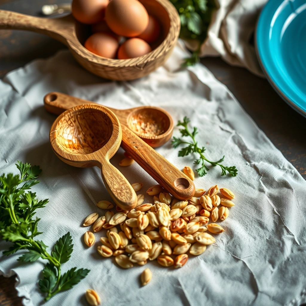 เครื่องมือครัวคุณภาพสูงบนพื้นผ้าลินิน